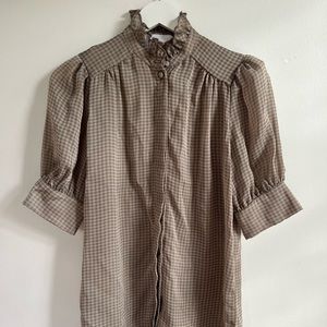 Selkie Blouse Gingham Ruffle
